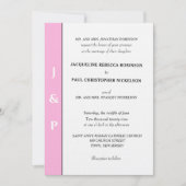 Minimalistische pastel lichtroze witte monogram kaart (Voorkant)