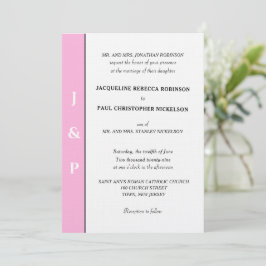 Minimalistische pastel lichtroze witte monogram kaart