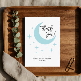 Minimalistische Pastel Moon Stars Baby shower Bedankkaart