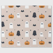 Minimalistische Pastel Pink Ghost & Pumpkin Hallow Cadeaupapier (Vlak)