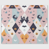 Minimalistische Pastel Pink Ghost & Pumpkin Hallow Cadeaupapier (Vlak)