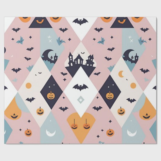Minimalistische Pastel Pink Ghost & Pumpkin Hallow Cadeaupapier (Vlak)