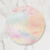 Minimalistische Pastel Rainbow Gold Verjaardag Bedankjes Labels (Achterkant)