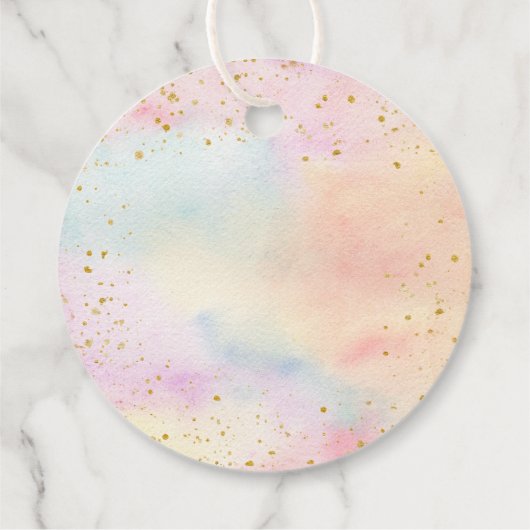 Minimalistische Pastel Rainbow Gold Verjaardag Bedankjes Labels (Achterkant)