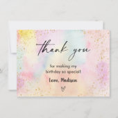 Minimalistische Pastel Rainbow Gold Verjaardag Bedankkaart (Voorkant)