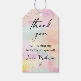 Minimalistische Pastel Rainbow Gold Verjaardag Cadeaulabel