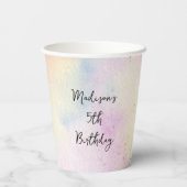 Minimalistische Pastel Rainbow Gold Verjaardag Papieren Bekers (Achterkant)