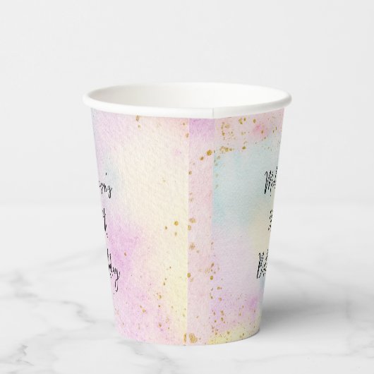 Minimalistische Pastel Rainbow Gold Verjaardag Papieren Bekers (Rechts)
