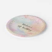 Minimalistische Pastel Rainbow Gold Verjaardag Papieren Bordje (Gekanteld)