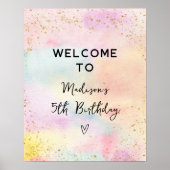 Minimalistische Pastel Rainbow Gold Verjaardag Poster (Voorkant)