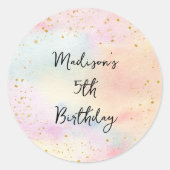 Minimalistische Pastel Rainbow Gold Verjaardag Ronde Sticker (Voorkant)