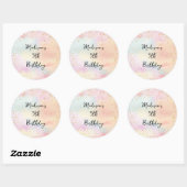 Minimalistische Pastel Rainbow Gold Verjaardag Ronde Sticker (Vel)