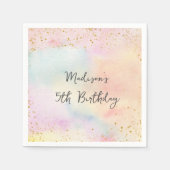 Minimalistische Pastel Rainbow Gold Verjaardag Servet (Voorkant)