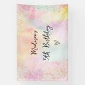 Minimalistische Pastel Rainbow Gold Verjaardag Spandoek (Verticaal)