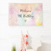 Minimalistische Pastel Rainbow Gold Verjaardag Spandoek (Insitu)