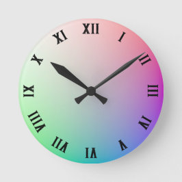 Minimalistische Pastel Regenboog Kleuren, Romeinse Ronde Klok