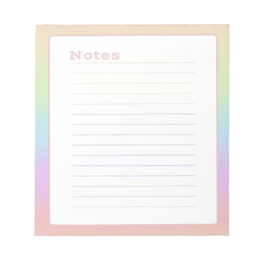 Minimalistische Pastel Regenboog Notitieblok (Voorkant)