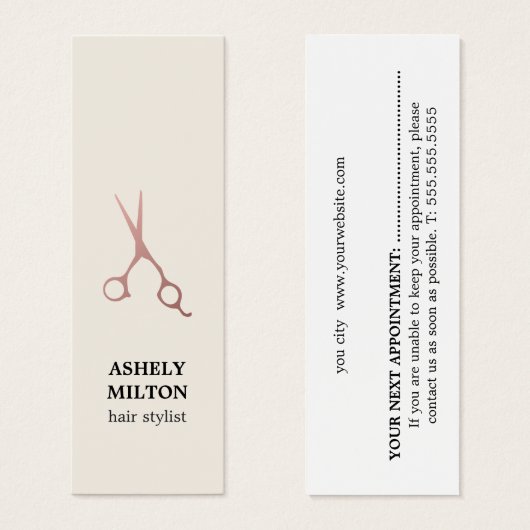 Minimalistische Pastel Roos Gouden Schaar Haarsalo Mini Visitekaartjes (Voorkant /achterkant)