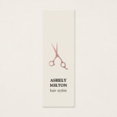 Minimalistische Pastel Roos Gouden Schaar Haarsalo Mini Visitekaartjes (Voorkant)