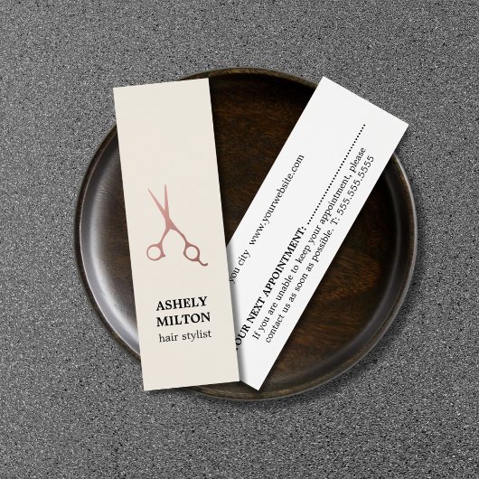 Minimalistische Pastel Roos Gouden Schaar Haarsalo Mini Visitekaartjes