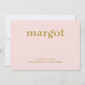 Minimalistische pastel roze meisje geboorte aankondiging (Voorkant)