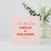 Minimalistische Pastel Roze Oranje Retro Script Br Save The Date (Staand voorkant)