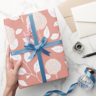 Minimalistische pastel roze witte bloemmotief cadeaupapier