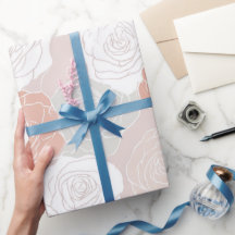Minimalistische pastel roze witte bloemmotief