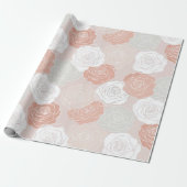 Minimalistische pastel roze witte bloemmotief cadeaupapier (Uitgerold)