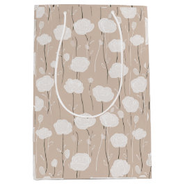Minimalistische pastel roze witte bloemmotief medium cadeauzakje
