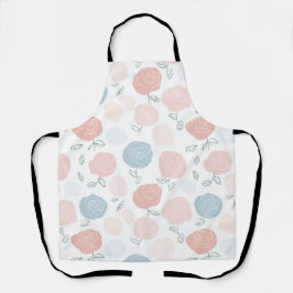 Minimalistische pastel roze witte bloemmotief schort