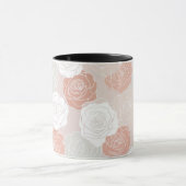 Minimalistische pastel roze witte bloempatroon mok (Midden)