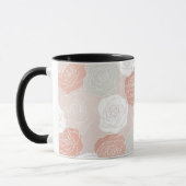Minimalistische pastel roze witte bloempatroon mok (Links)