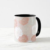 Minimalistische pastel roze witte bloempatroon mok (Voorkant rechts)