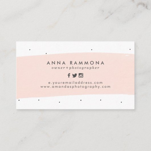 Minimalistische pastel roze & witte penseelstreken visitekaartje (Achterkant)