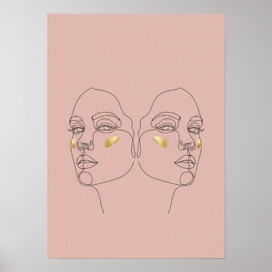 Minimalistische Pastel Twin Portretten Poster (Voorkant)