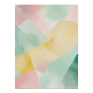 Minimalistische pastel Waterverf met geometrische  Perfect Poster