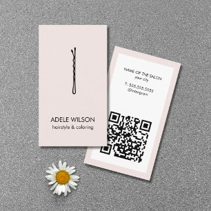 Minimalistische Pastel White QR Code Hair Pin Salo Visitekaartje