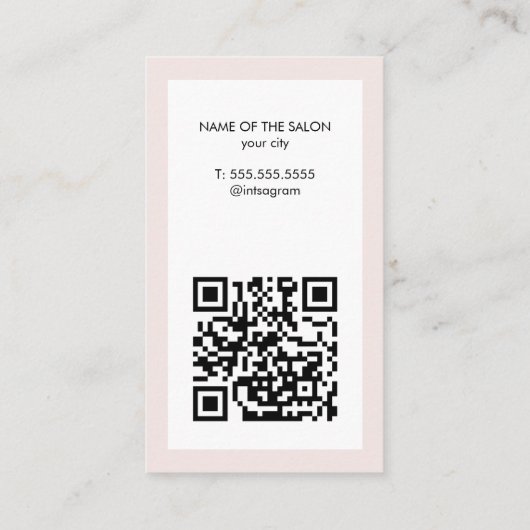 Minimalistische Pastel White QR Code Hair Pin Salo Visitekaartje (Achterkant)