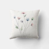 Minimalistische Pastel Wilde Bloem Waterverf Kussen (Achterkant)