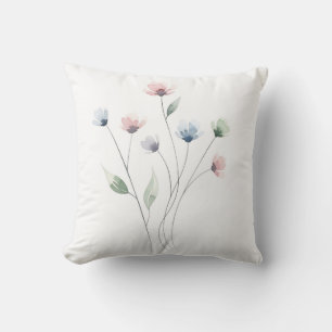 Minimalistische Pastel Wilde Bloem Waterverf Kussen