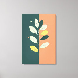 Minimalistische pastelbladeren Branch Wrapped Canv Canvas Afdruk