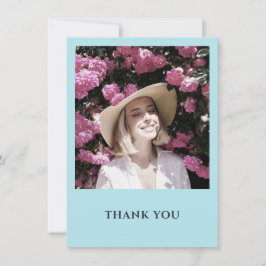 Minimalistische Pastelblauwe Feest met één foto Bedankkaart