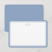 Minimalistische Pastelblauwe Monogram Ronde Rand Notitiekaartje (Voorkant / Achterkant)