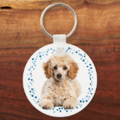 Minimalistische Pastelblauwe Poodle | Aangepaste N Sleutelhanger (Achterkant)