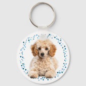 Minimalistische Pastelblauwe Poodle | Aangepaste N Sleutelhanger (Achterkant)