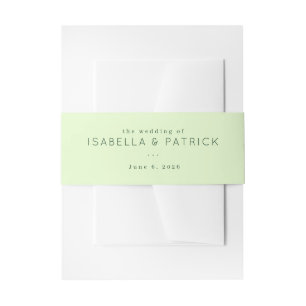 Minimalistische Pastelgroene Trouwuitnodiging Uitnodigingen Wikkel