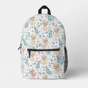 Minimalistische Pastelkat en Vlinder Tuin Bedrukte Rugzak