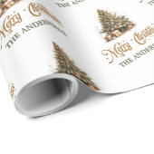 Minimalistische pastelkleuren kerstboomsalie roest cadeaupapier (Rol Hoek)