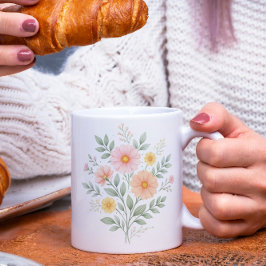 Minimalistische Pastelkleurige Bloemboeket Koffiemok